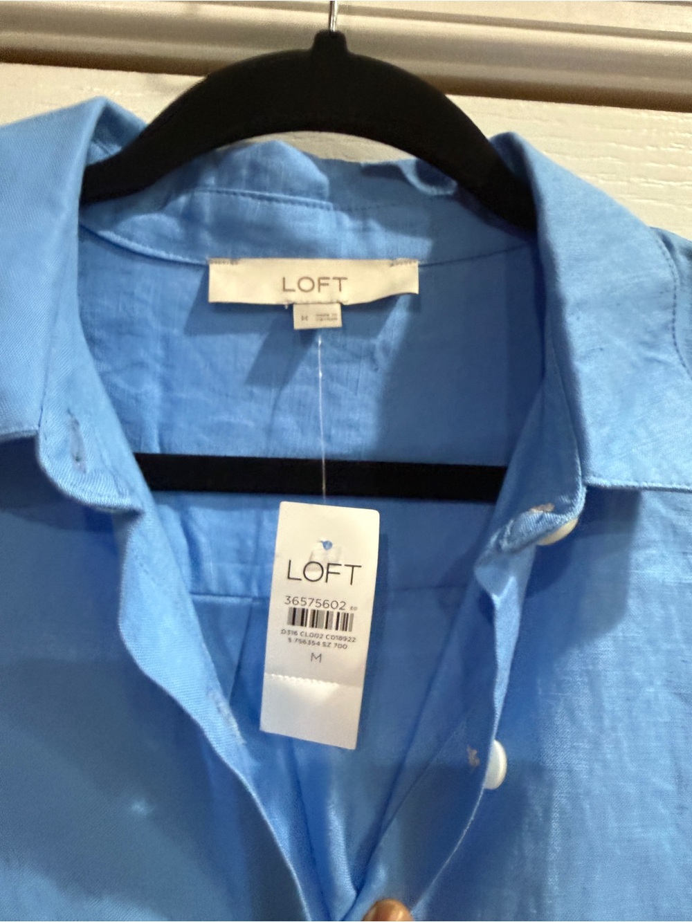 LOFT Light Blue long sleeves Linen  Button-Up Shirt Dress - Picture 6 of 10
